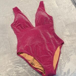 J Crew Sparkling Pink One-Piece Swimsuit, Size M